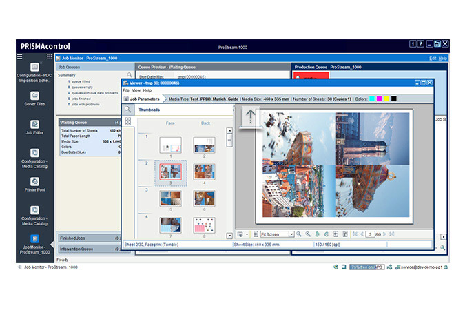 Screenshot of PRISMAcontrol software